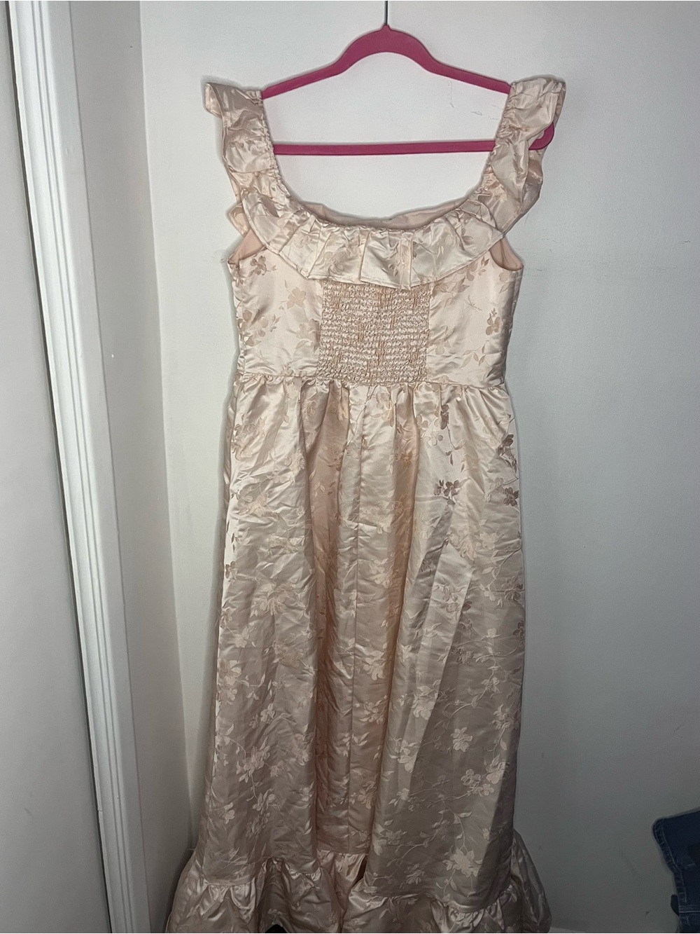 Petal & Pup Vivien Jacquard Print Nude/Blush Pink Maxi Dress Size XL - Picture 6 of 11